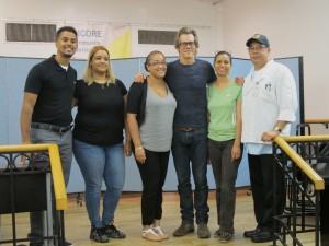 Kevin Bacon on Stage with Staff